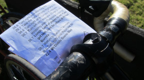 Using my brake cables as a makeshift cue sheet holder