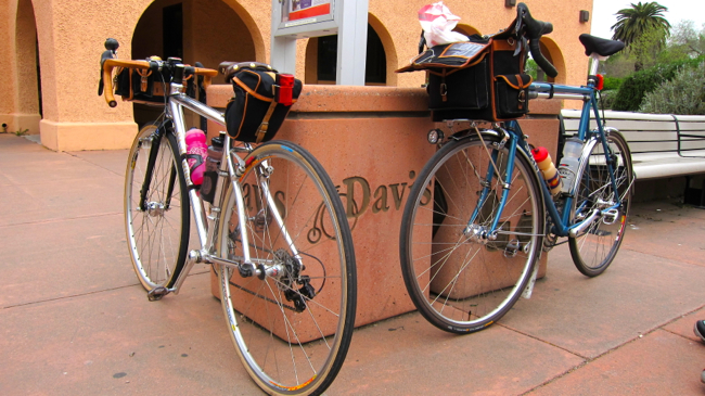 Our steeds at the Davis Amtrak Station.