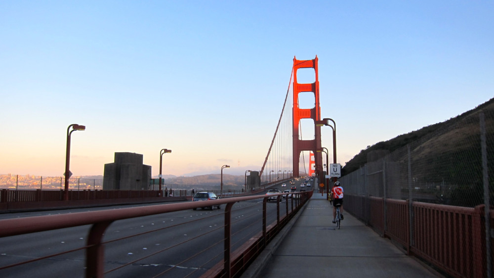 It was pretty magical riding on the bridge at sunset; it was a poetic ending to an epic ride.